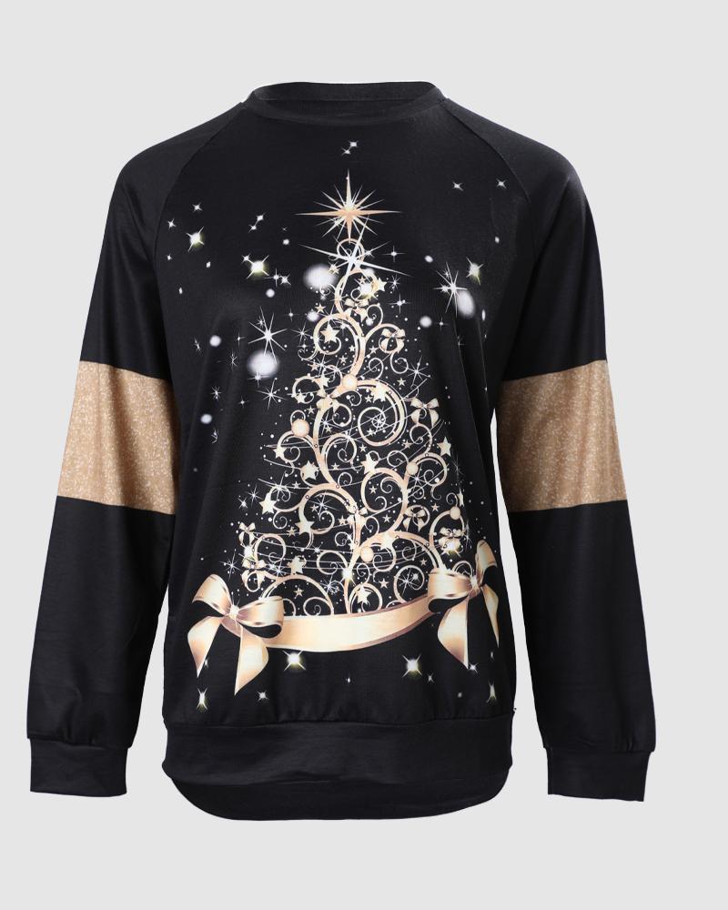 Sudadera de manga larga con estampado de árbol de Navidad