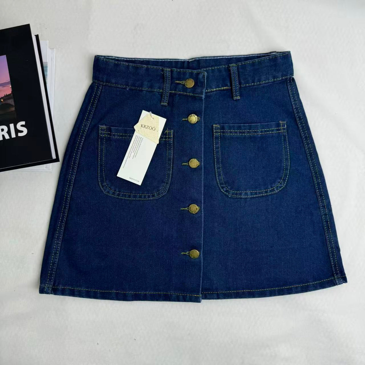 High-Waisted Button-Front Skirt