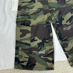 Washed Distressed Camouflage Shorts
