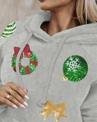 Sudadera con capucha y estampado gráfico de lentejuelas navideñas