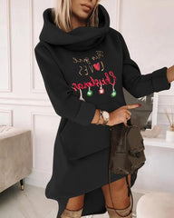 Christmas Contrast Sequin Pattern Sweatshirt Dress