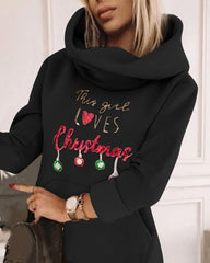 Sweatshirtkleid mit weihnachtlichem Pailletten-Kontrastmuster