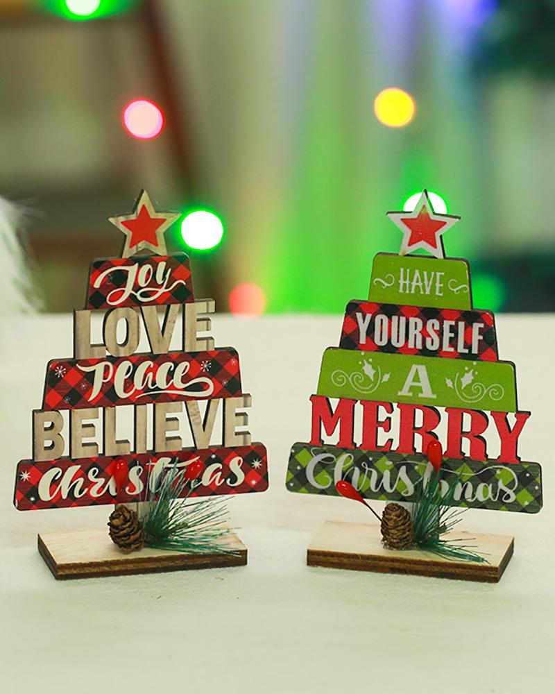 Christmas Wood Tree Letter Ornament Wooden Cutout Word Tabletop Decor