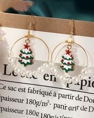 Christmas Socks / Tree / Moose Pattern Beaded Drop Earring