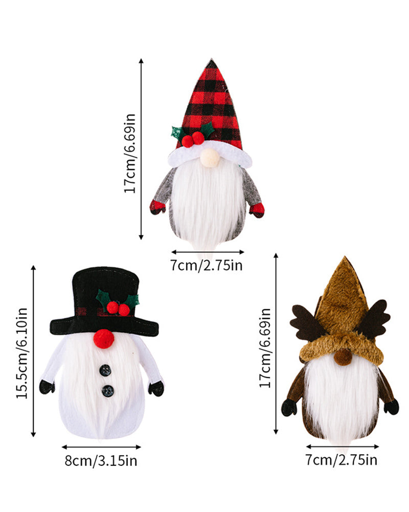 3pcs Christmas Decorations Gnome Snowman Elk Santa Silverware Holders Party Supplies Set