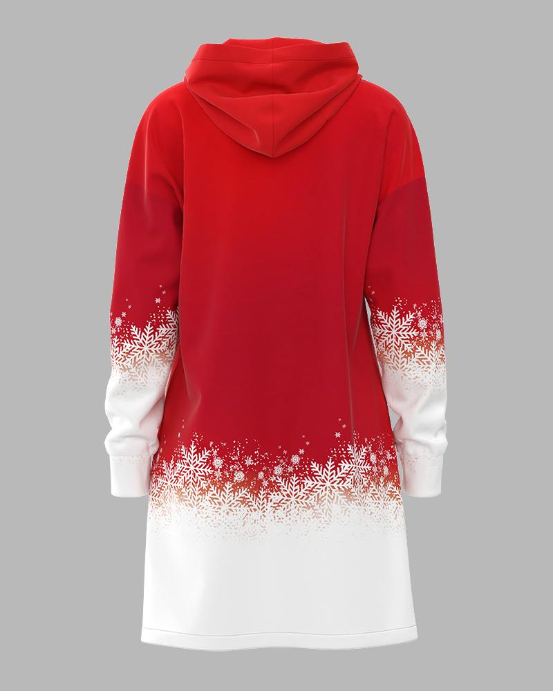 Vestido de manga larga con estampado de copos de nieve y árbol de Navidad