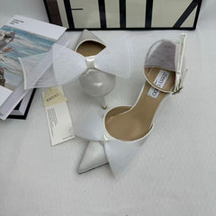 Asymmetric Bow-Detail Low-Vamp Stiletto Heels