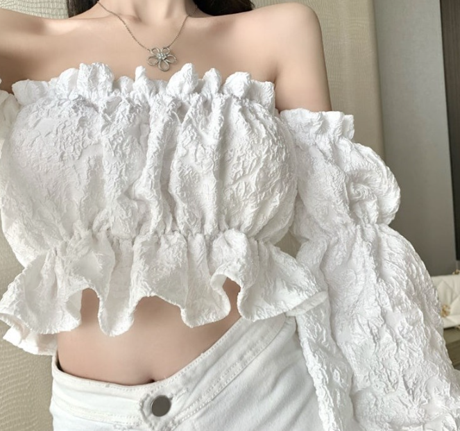 Fawna Smocked Eyelet Crop Top - White