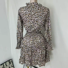 Leopard-Print Puff-Sleeve Dress