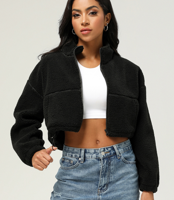 Comfy Cute Pocketed Sherpa Pullover - Flame