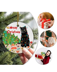 1pc Black Cat Graphic Acrylic Xmas Ornament Christmas Tree Hanging Decoration