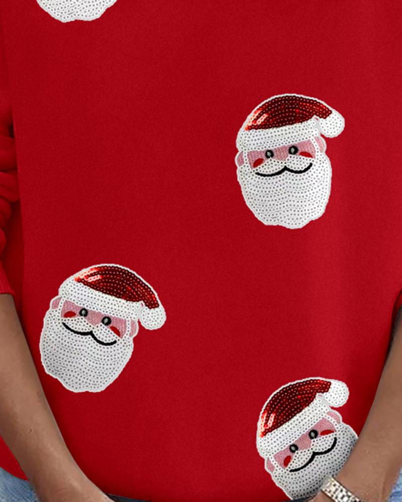 Sudadera con estampado navideño de Papá Noel