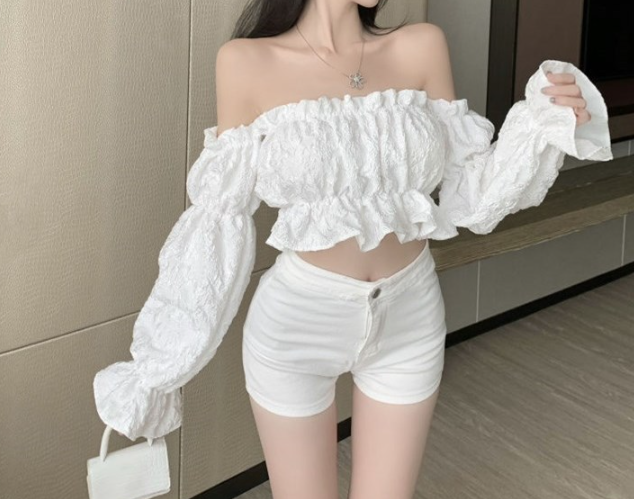 Fawna Smocked Eyelet Crop Top - White