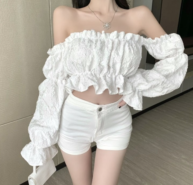 Fawna Smocked Eyelet Crop Top - White