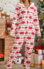 Snowflake Fair Isle Print Notch Neck Sleep Onesie