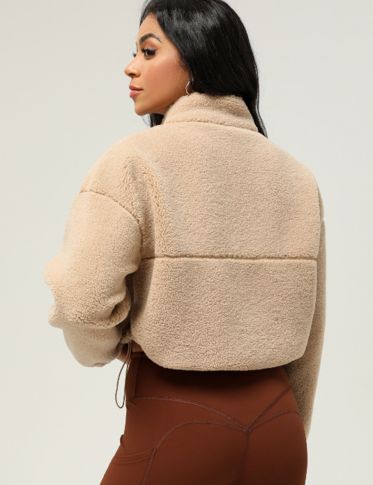 Comfy Cute Pocketed Sherpa Pullover - Flame