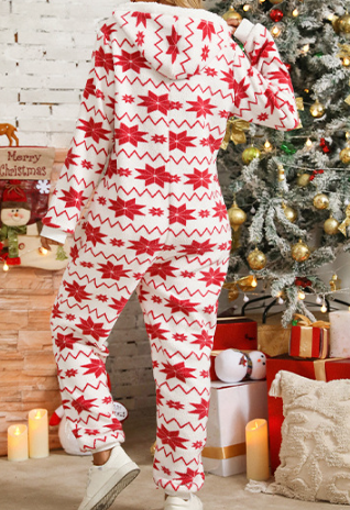 Snowflake Fair Isle Print Notch Neck Sleep Onesie