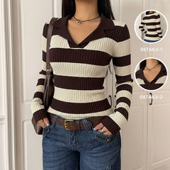 Slim-fit collared knit sweater