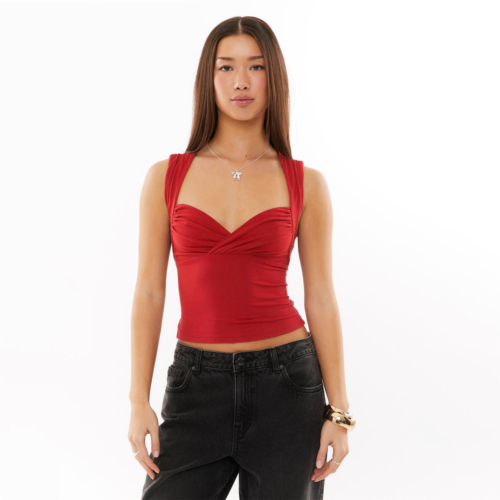 V-neck Solid Color Sling Tank Top