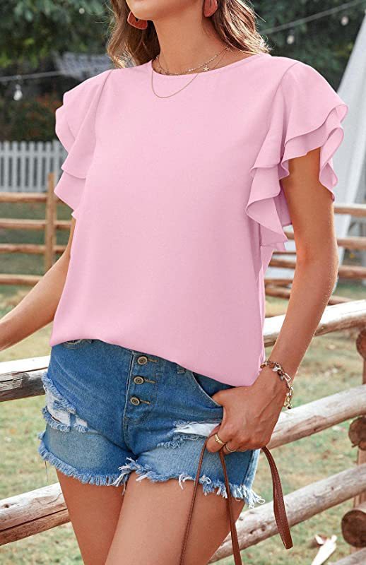 Irena Cotton Ruffle Sleeve Top