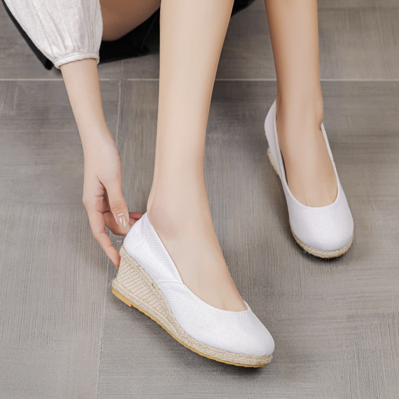 Casual Elegant Pu Slip On Wedge Heel Loafers