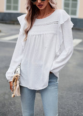 Hazal Cotton Crochet Lace Ruffle Top