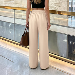 Drapey Solid-Color High-Waisted Textured Suit Trousers