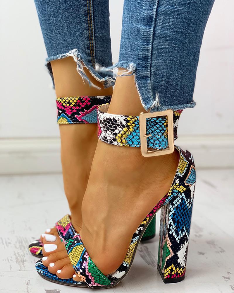 Chunky Block High Dress Heels Open Toe Ankle Strap Sandals