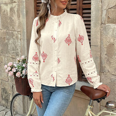 Long-sleeved button-up shirt