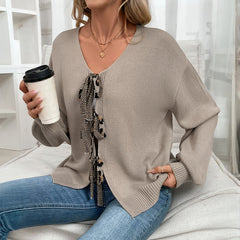 Cardigan with Heart-Shaped V-Neck Back