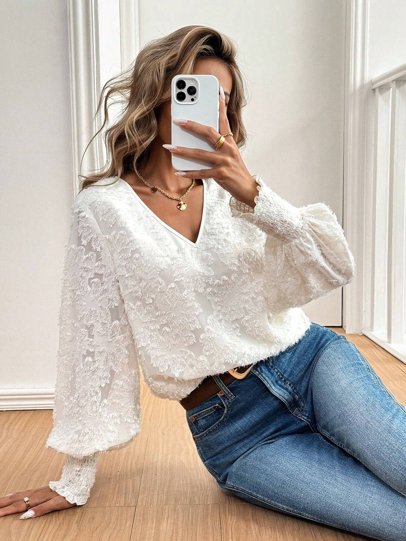 Emersyn Embroidered Lace Ruffle Top