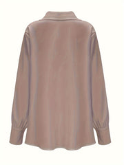 Problem Solved Satin Collared Drape Blouse - Nude