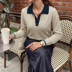 Color-block sweater with a half-zip Polo collar