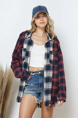 Giorgio Cotton Blend Crop Plaid Button Down Top