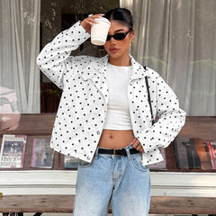 Casual polka-dot cardigan with snap-button closure
