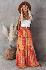 Deluca Patchwork Button Down Maxi Skirt - Sand