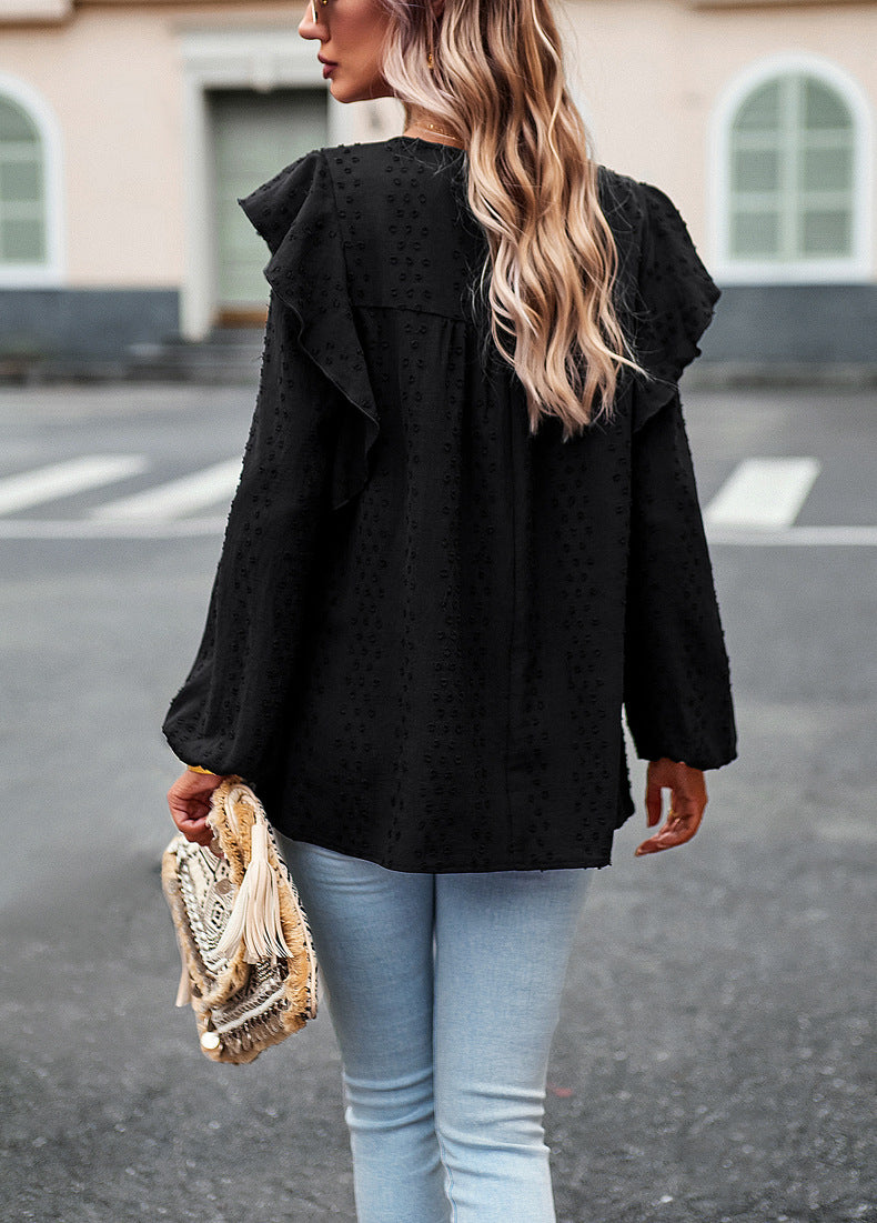 Hazal Cotton Crochet Lace Ruffle Top