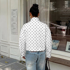 Casual polka-dot cardigan with snap-button closure