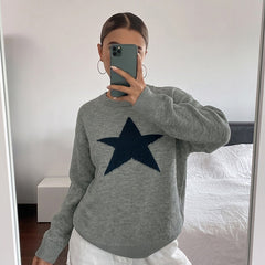 Relaxed-fit star-pattern pullover sweater