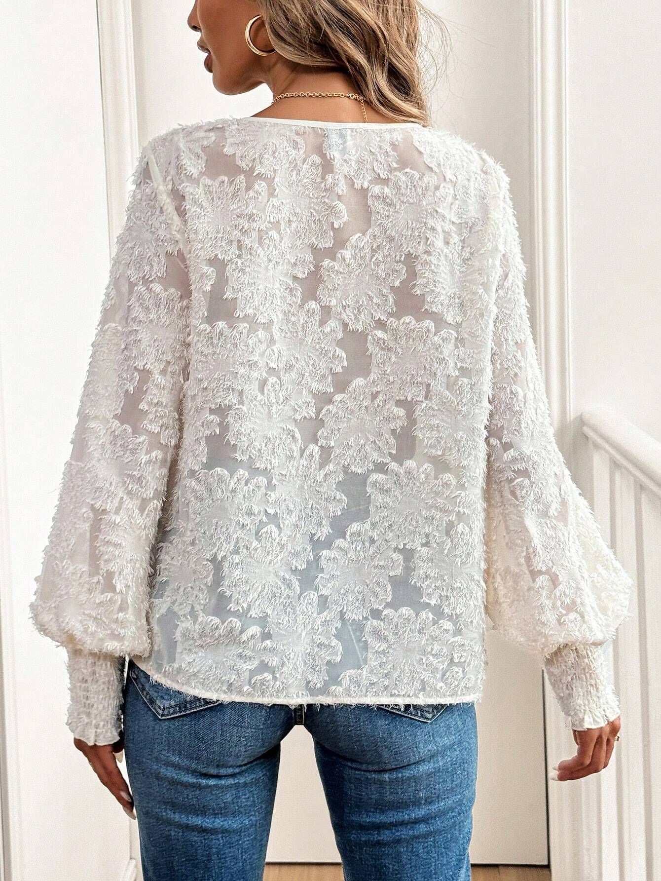 Emersyn Embroidered Lace Ruffle Top