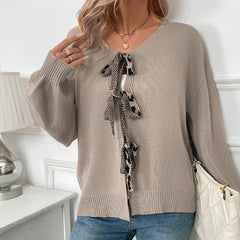 Cardigan with Heart-Shaped V-Neck Back