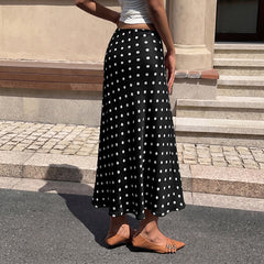 High-waisted polka-dot fishtail skirt