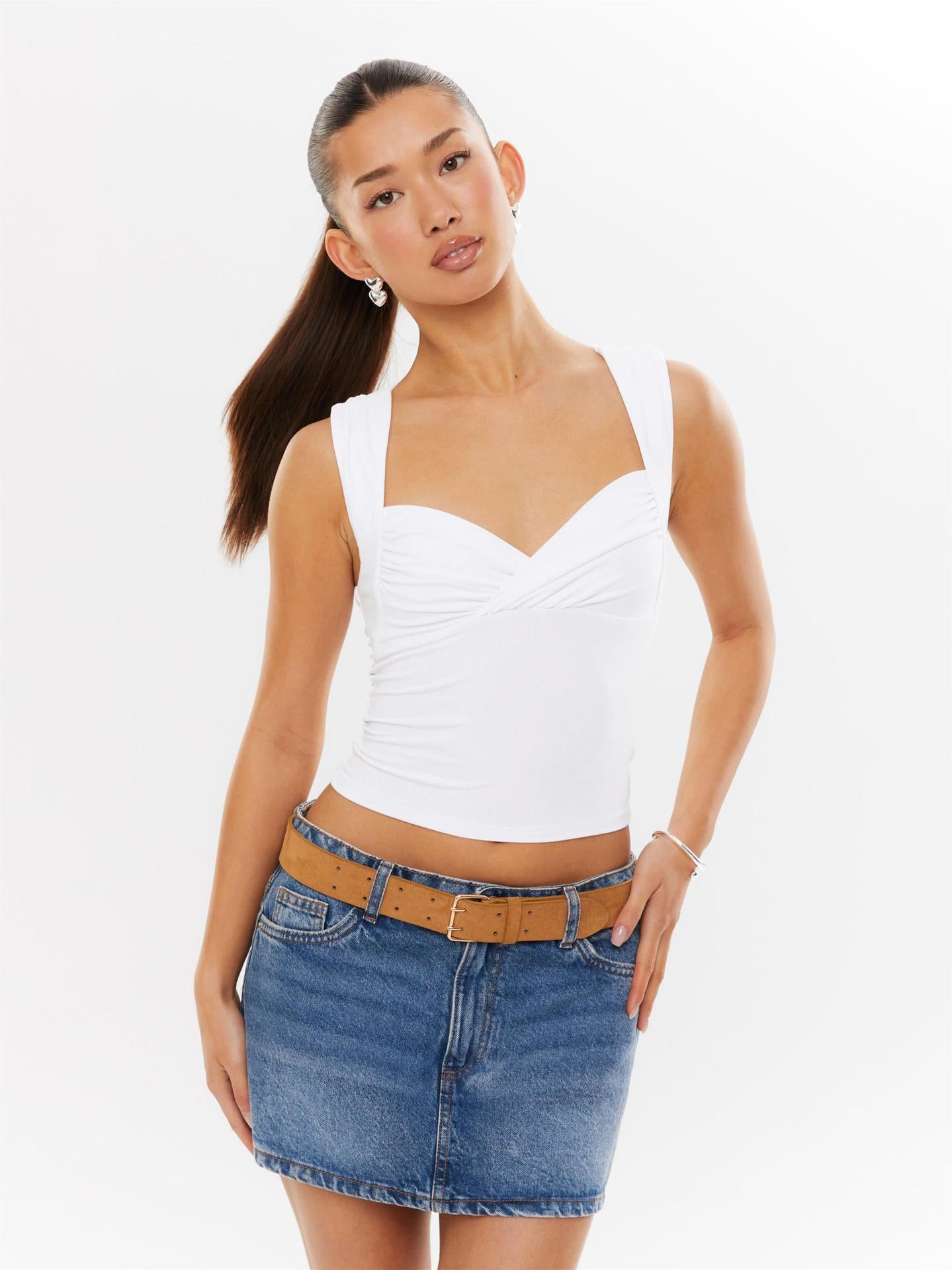 V-neck Solid Color Sling Tank Top