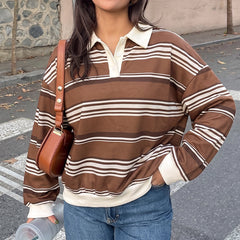 Loose-fit half-placket sweatshirt with a Polo collar