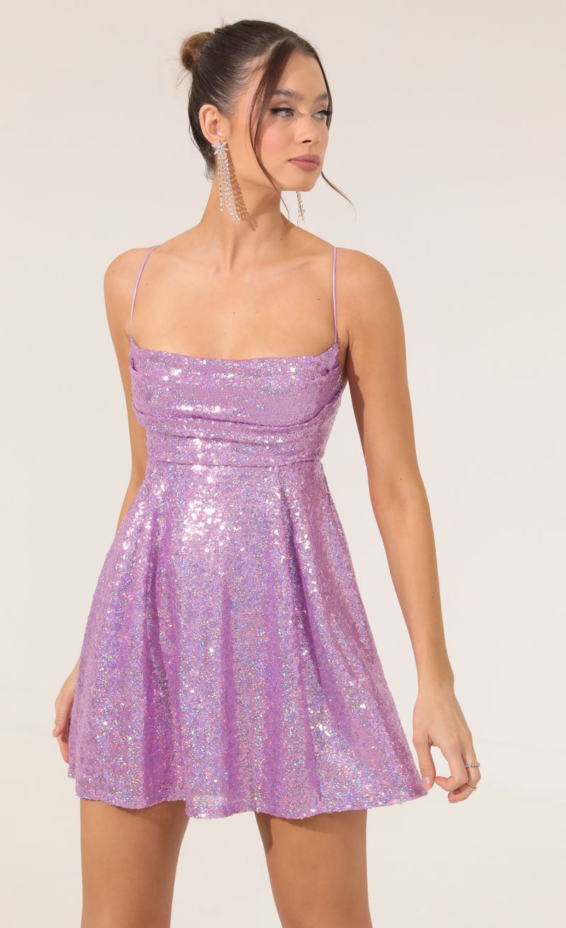 sassy in sequins skater dress HAILEE Razor Cut Sequin Skater Dress 12 (LARGE)