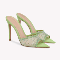 Rhinestone Pointed Stiletto Slippers