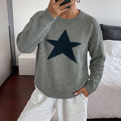 Relaxed-fit star-pattern pullover sweater