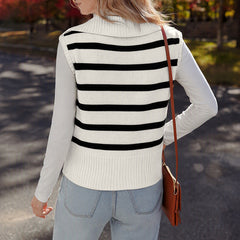 Striped collared vest