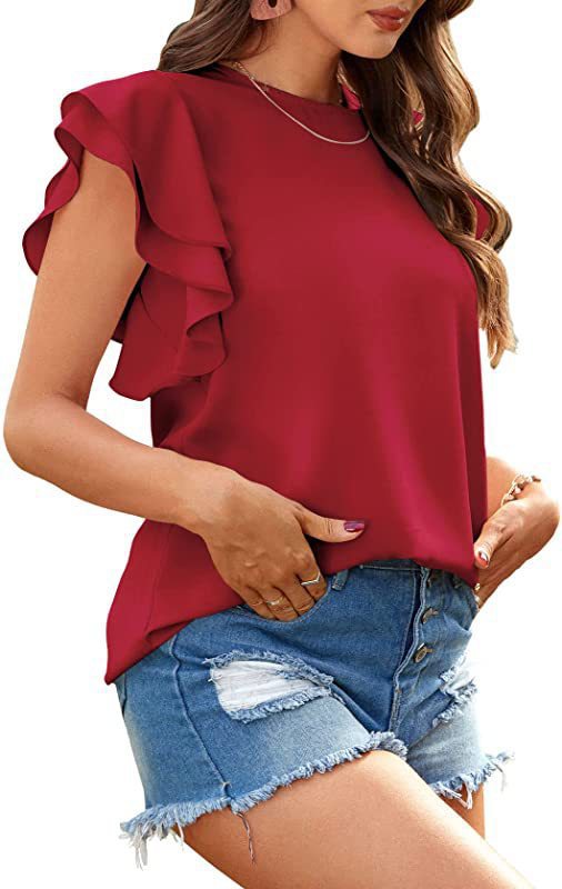 Irena Cotton Ruffle Sleeve Top