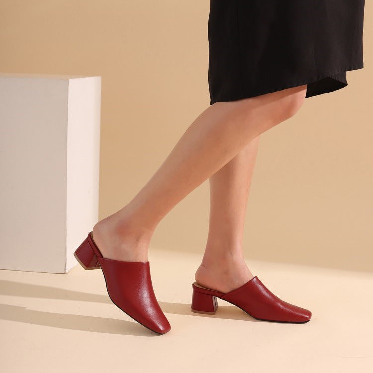 Casual Slip-On Square Toe Sandals